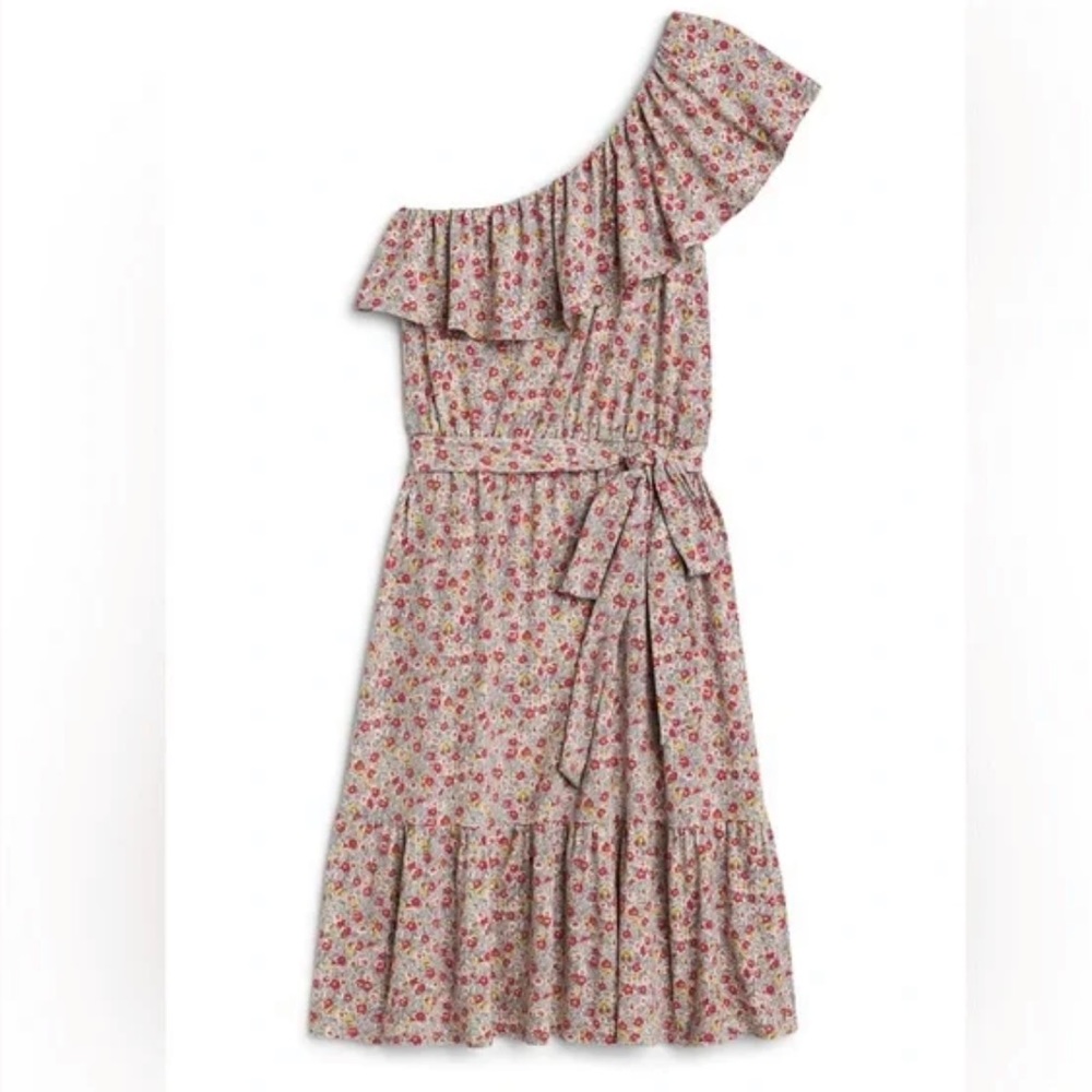 Heatherly Floral Asymmetrical Sleeve Dress